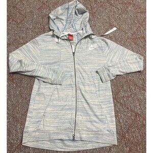 NIKE Y2K Women's Full Zipper Hoodie Blue Cream Heathered Lightweight Size XS